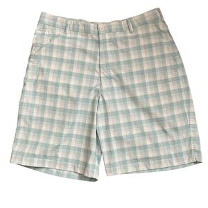 NIKE Golf Men's Dri-Fit Shorts 36 Blue Plaid Outdoor Golf Casual 10" Lightweight